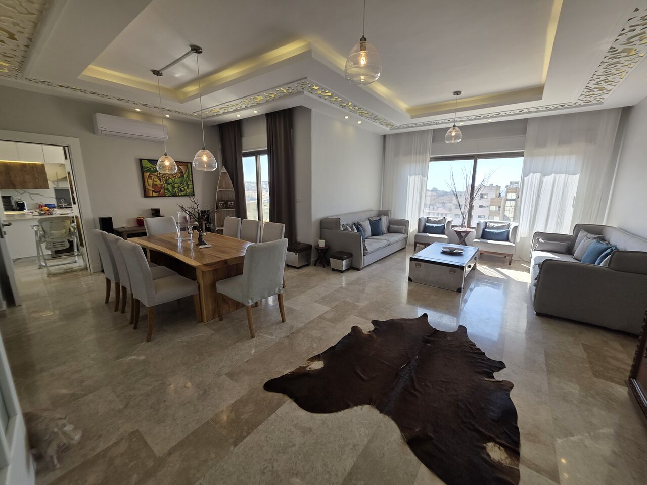 Amman, Apartments, Flats, Houses & Villas, JOD 35000/year,  Furnished,  4 BR,  Deplux Fully Furnished 4B Apart With Baconly And Terrace In Der Ghbar 00962777688956