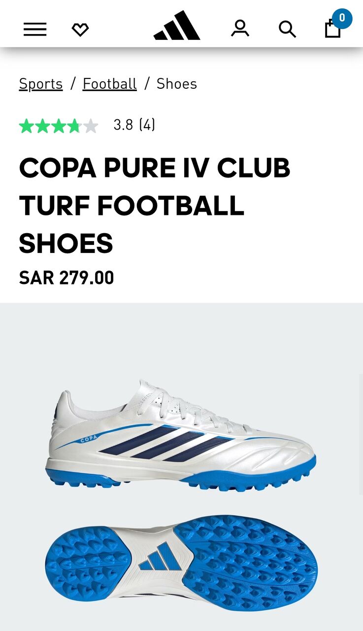 Jeddah, Sporting Goods, SAR 150,  ADIDAS Copa Pure IV Club Turf Football Shoes Size 44⅔