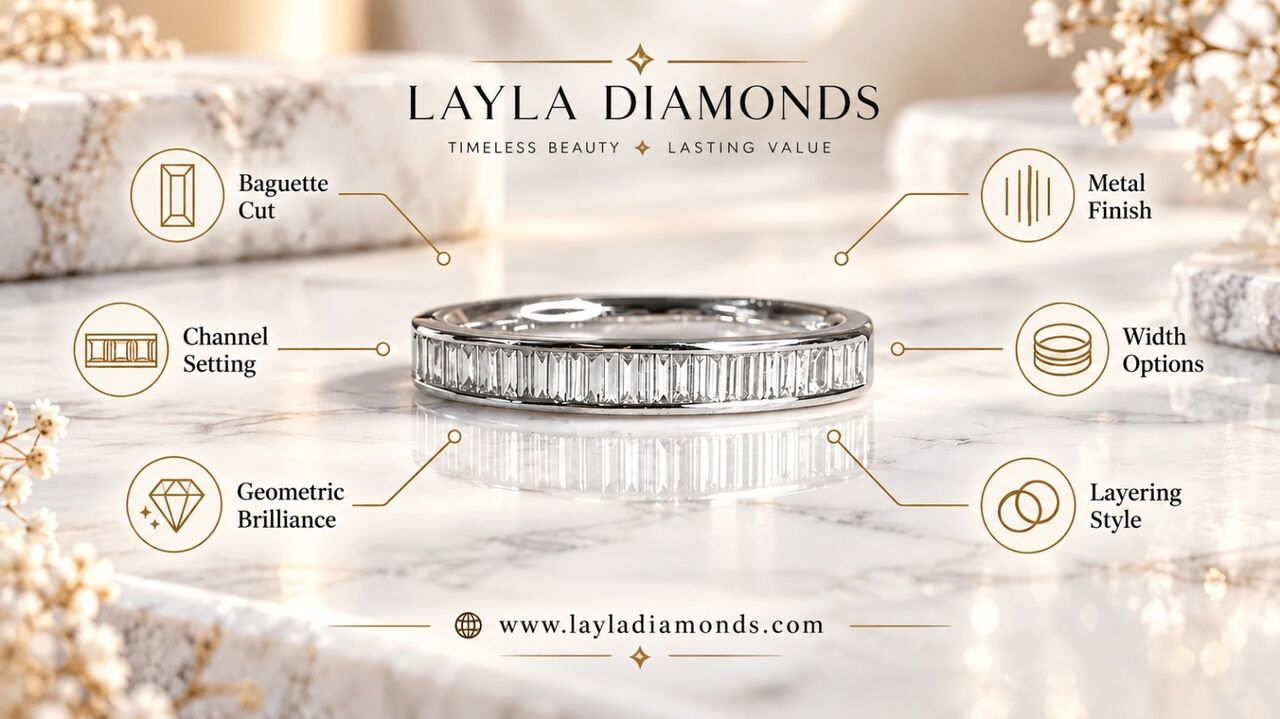 London, Jewelry, GBP 2950,  Premium Baguette Diamond Wedding Bands For Modern Elegance