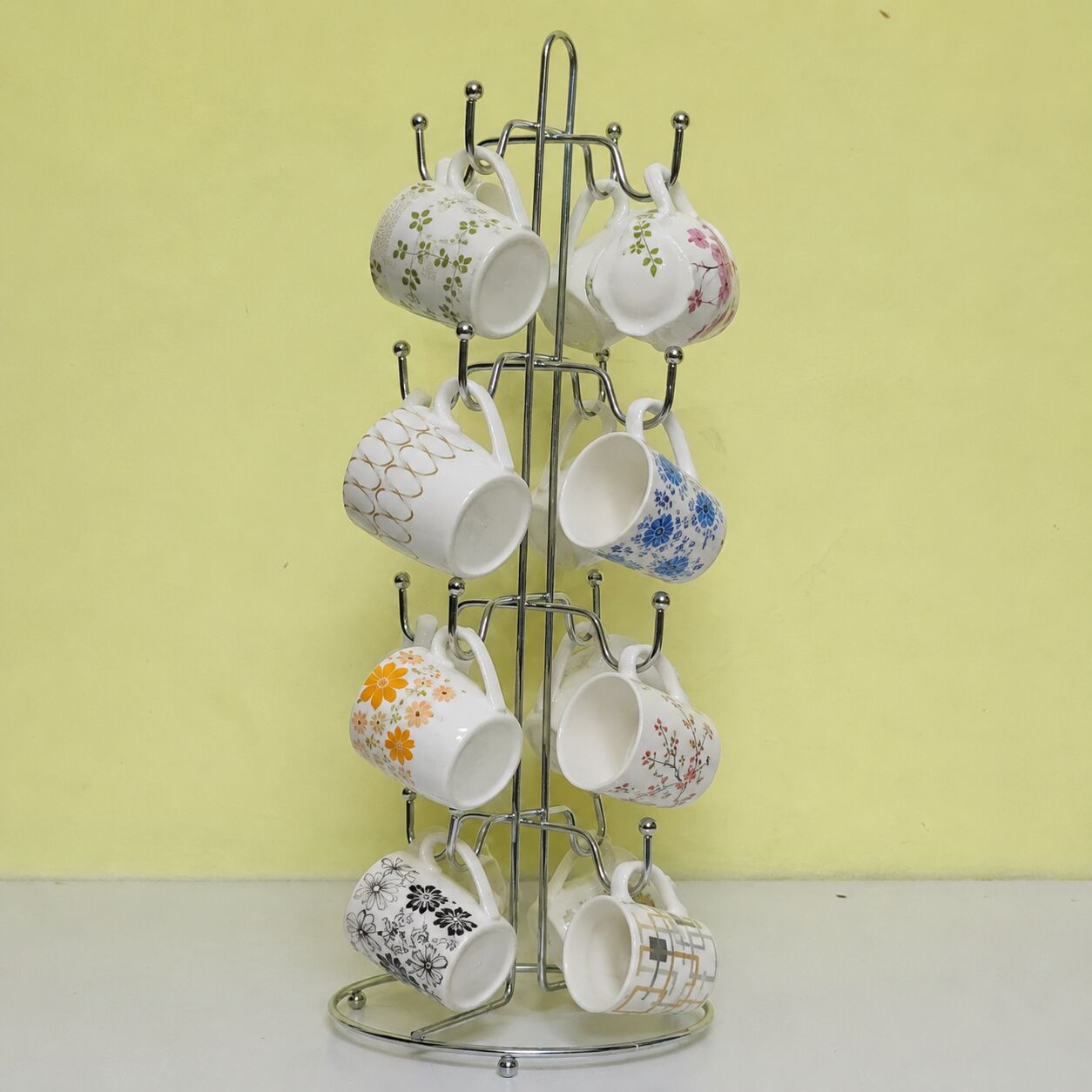 Mumbai, Household Items, INR 299,  Best Deal: Stainless Steel Tea Cup Stand With 12 Hooks For Rs.299 - Home Product Hub