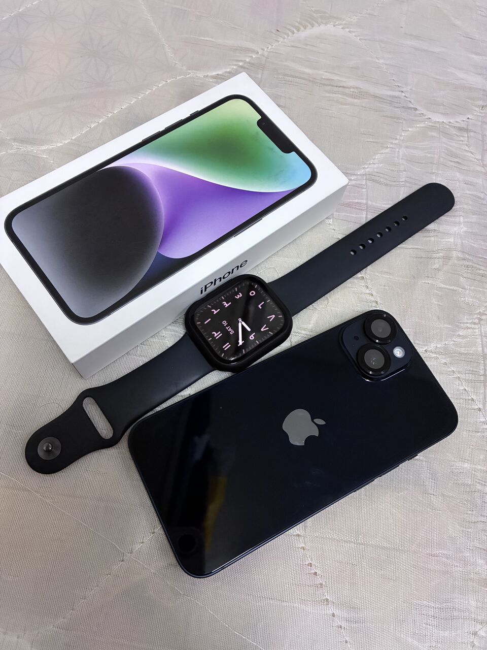 Jubail, Mobile Phones, SAR 22,  IPhone 14 128gb Battery Health 95% Same Like New Complete Box, With Apple Watch Serial 9