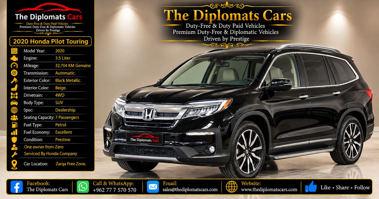 Amman, Vehicles, Cars & Trucks , JOD 16000,  Honda Pilot Touring,  2020,  Automatic,  32704 KM,   For Diplomats Only