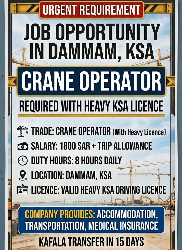Riyadh, Jobs, Crane Operator