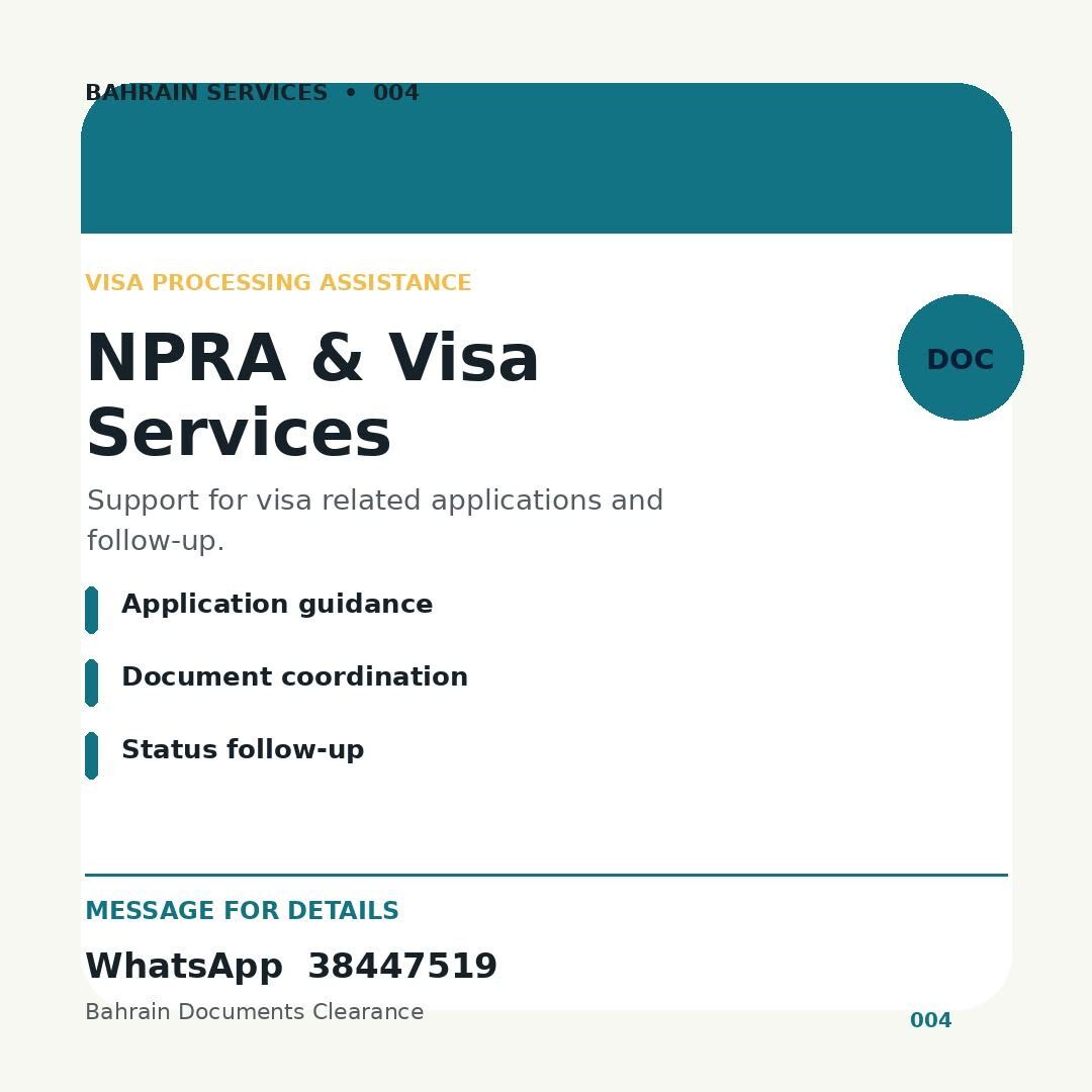 Manama, Business, PRA Visa Service