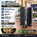 BHD 105,  HP Core I7 9th Gen PC 8GB RAM 128GB M.2 SSD+500GB HDD (35x Time Fast) FREE Keyboard, Mouse