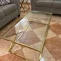 SAR 700,  Set Of Three Tables, Polished Brass With Glass Top