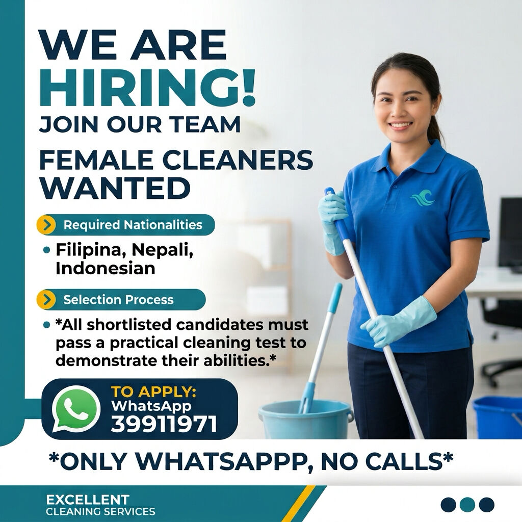 Manama, Jobs, We Are Hiring Lady Cleaners