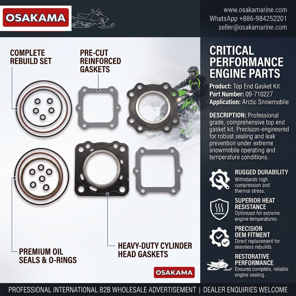 Mumbai, Auto Parts, INR 99999,  TOP END GASKET KIT 09-710227 FOR ARCTIC CAT SNOWMOBILE