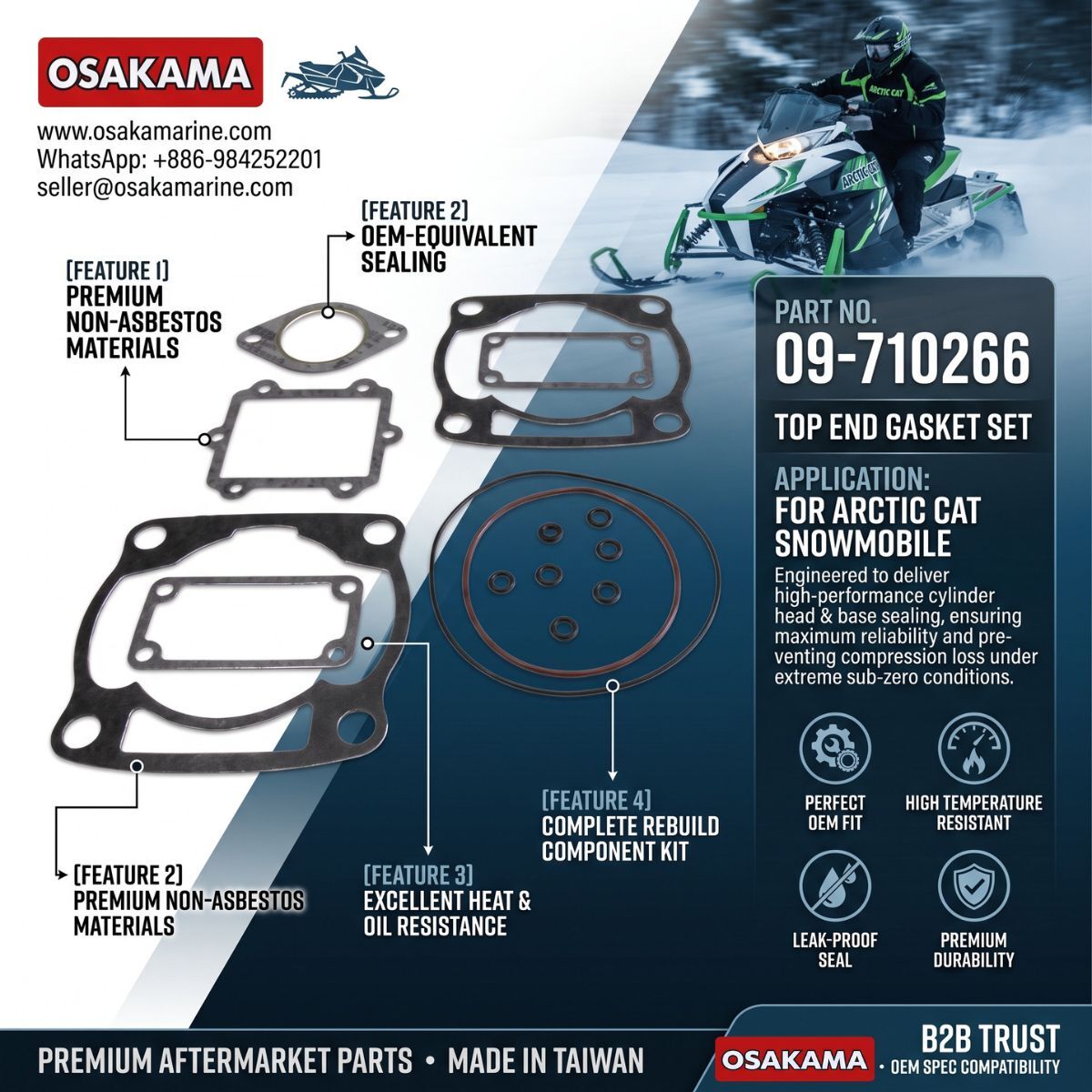 Mumbai, Auto Parts, INR 99999,  TOP END GASKET SET 09-710266 FOR ARCTIC CAT SNOWMOBILE