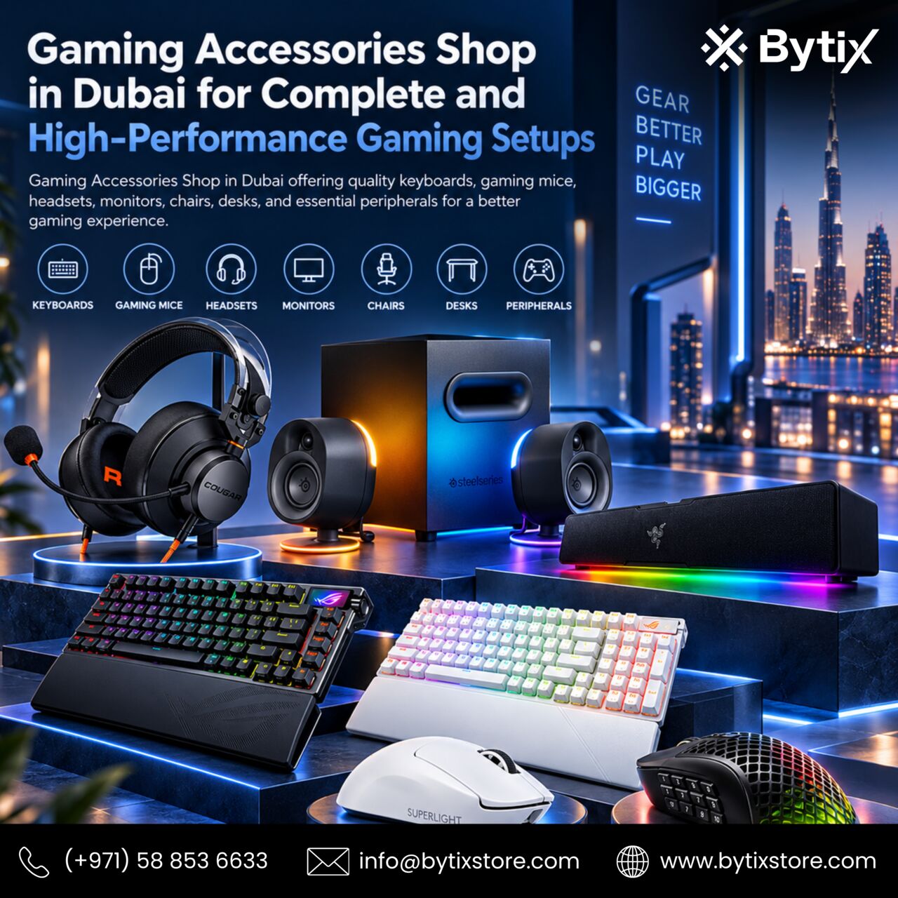 Dubai, Computers, AED 2500,  Gaming Accessories Shop In Dubai For Complete PC Gaming Setups