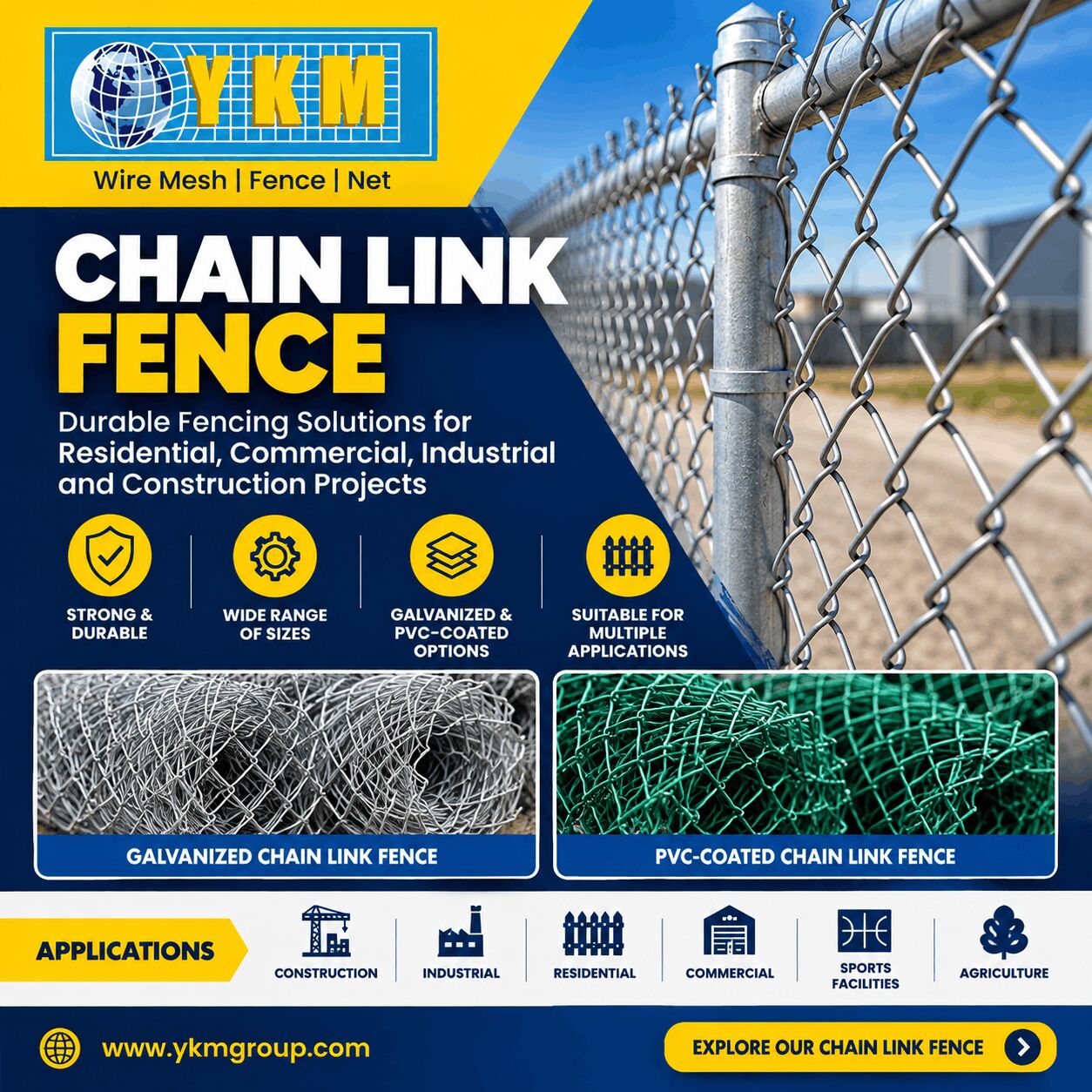 Sharjah, Materials, Chain Link Fence Suppliers & Manufacturers In UAE - YKM Group