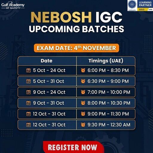 Dubai, Lessons Offered, Stop Guessing. Start Leading With NEBOSH IGC