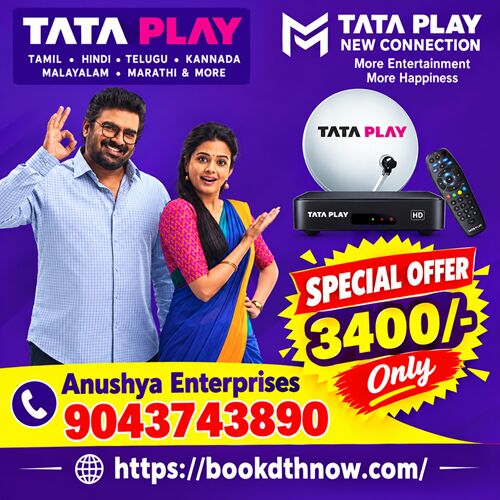 Mumbai, Electronics, INR 3600,  Tata Play HD Connection In Ulundurpet | New DTH Connection Offers | 9043743890