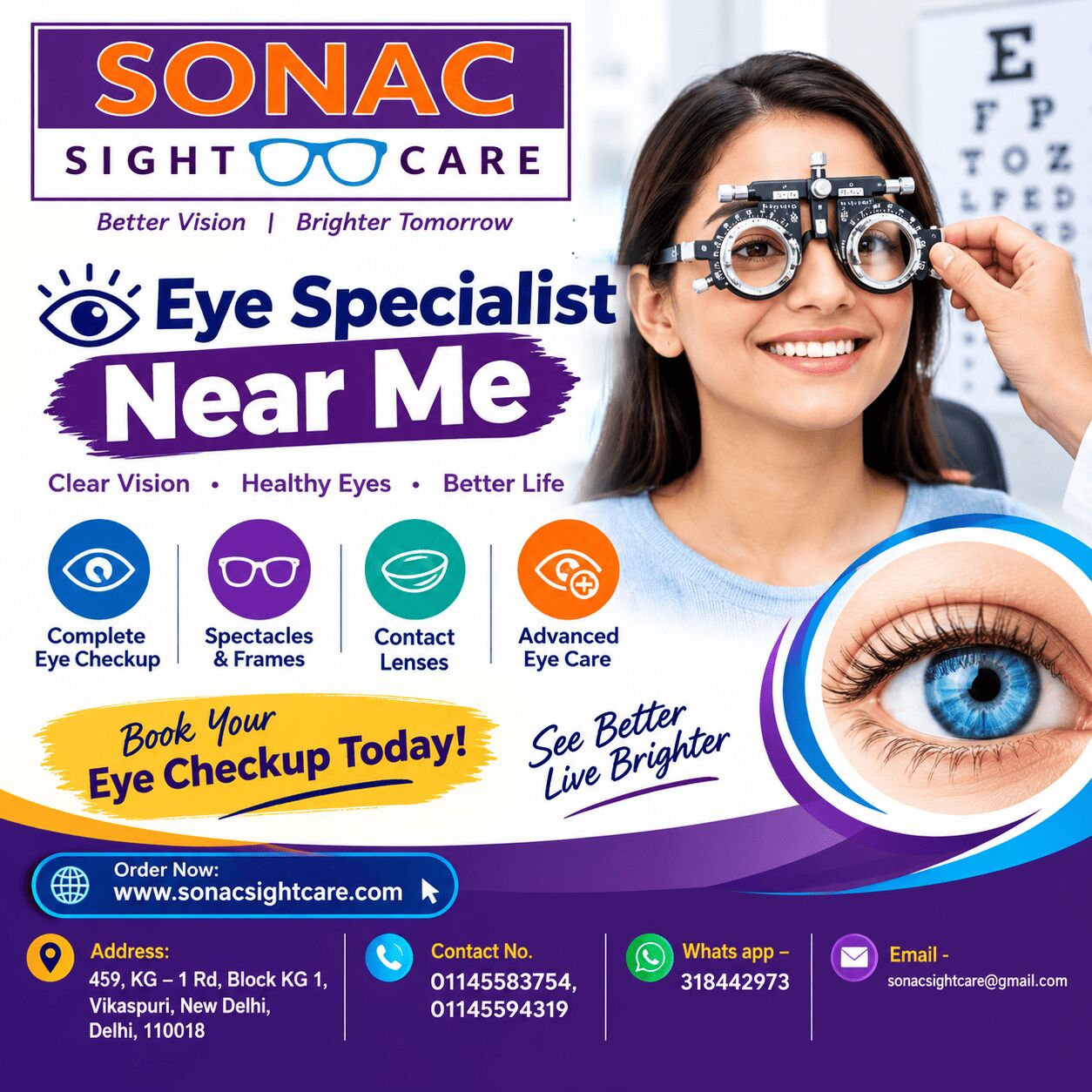 New Delhi, Health & Beauty Items, Eye Checkup Services In Vikaspuri, Delhi &ndash; Sonac Sight Care