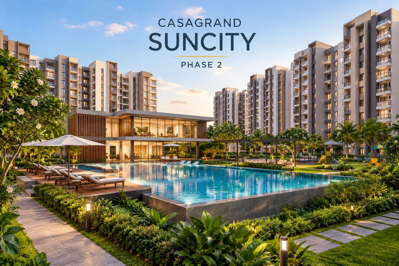 Chennai, Real Estate For Sale, INR 64,  2 BR,  Casagrand Suncity Phase 2: Township And Price Details