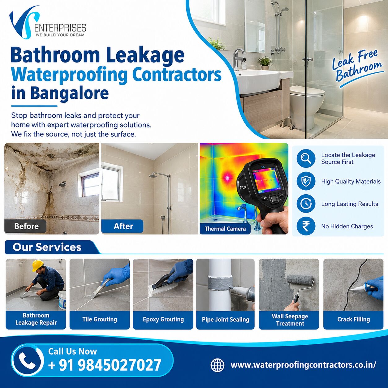 Bangalore, Construction, Bathroom Leakage Waterproofing Contractors In Bangalore