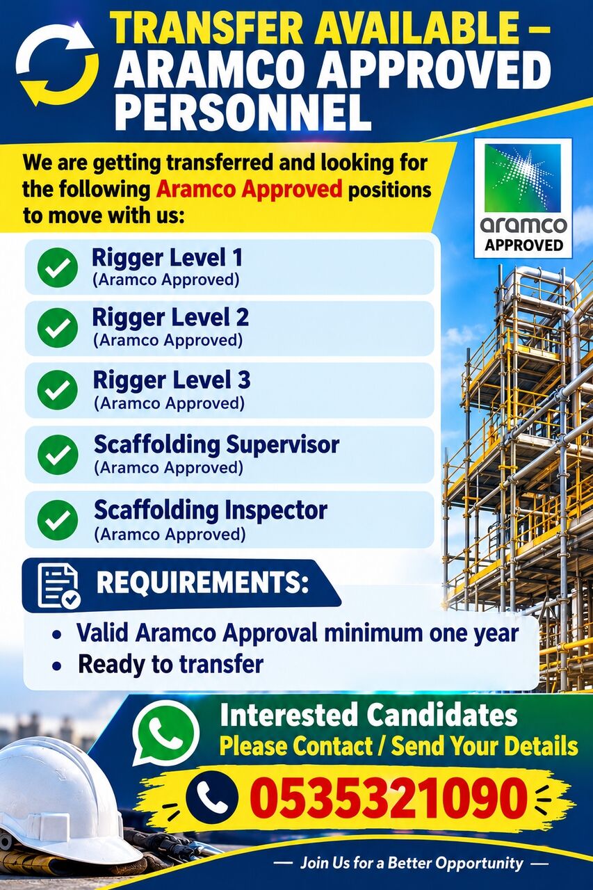 Riyadh, Jobs, Rigger, Scaffolding Supervisor And Inspector