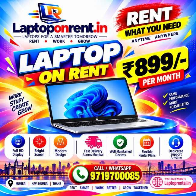 Thane, Electronics, INR 899,  💻 Laptop On Rent In Mumbai Starting @ ₹899/- | Vashi, Navi Mumbai, Thane & Nearby Areas