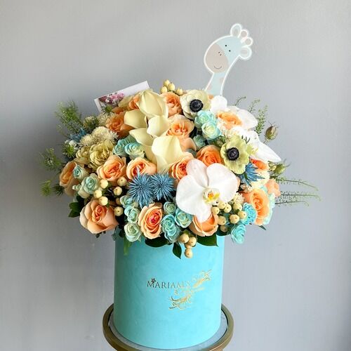 New York, Creative, Buy Gender Reveal Floral Box Arrangement For Columbus Day 2026 Celebrations
