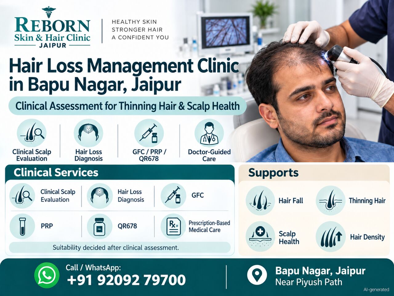 Jaipur, Health & Beauty Items, INR 2500,  Hair Loss Treatment Clinic In Bapu Nagar, Jaipur For Thinning Hair