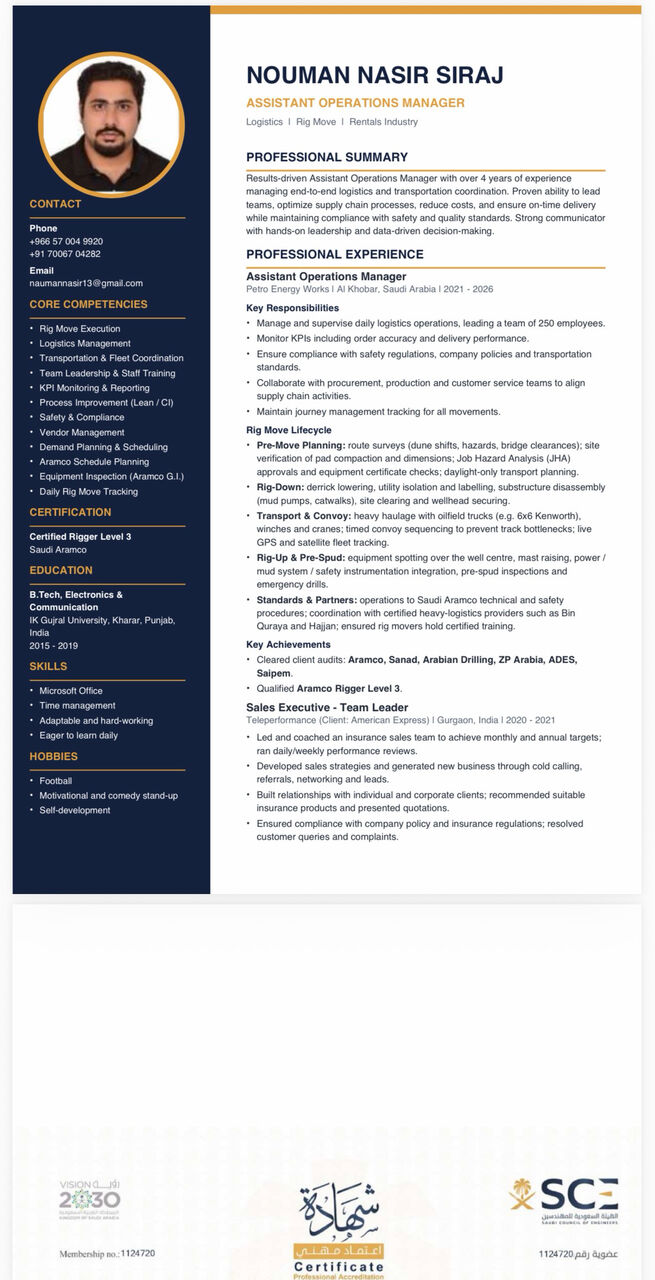 Dammam, Job Seekers, Assisstant Operation Manager / Operation Manager