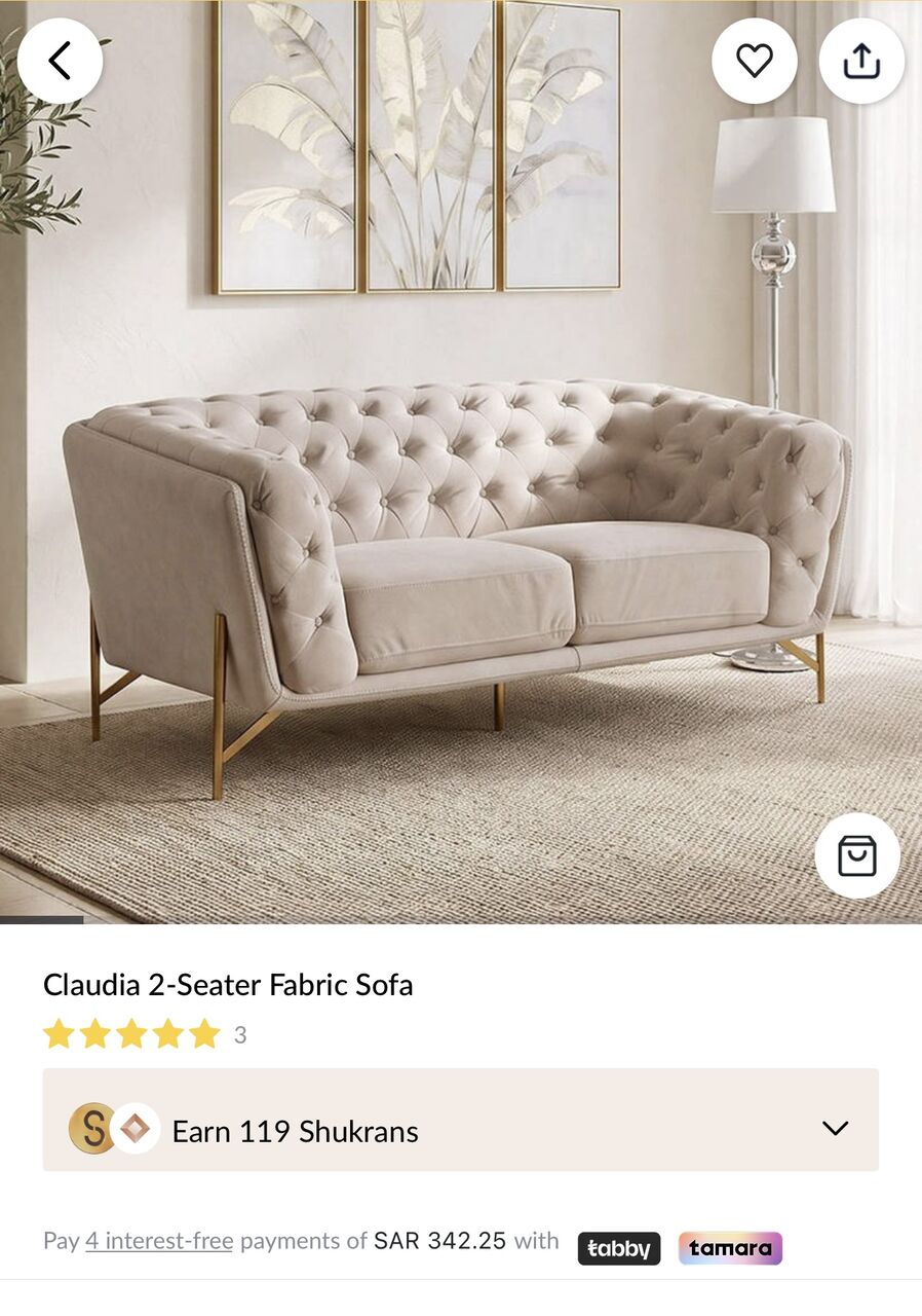 Al Janadriyah, Furniture, SAR 1250,  Brand New HomeBox Claudia 2 Seater Sofa