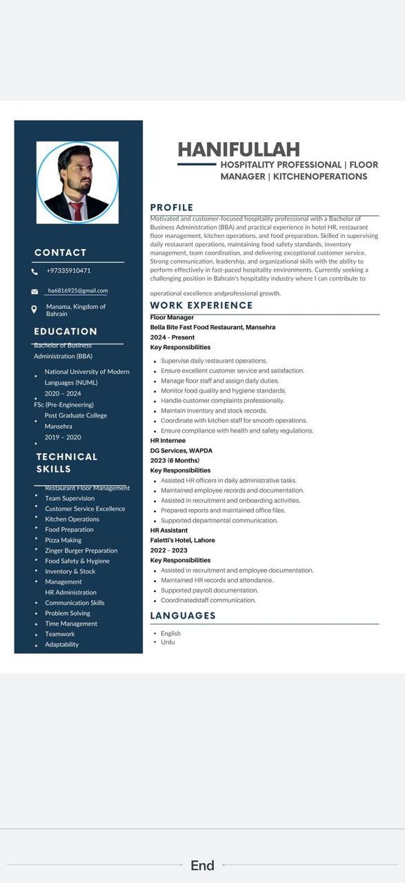 Manama, Job Seekers, Management Job