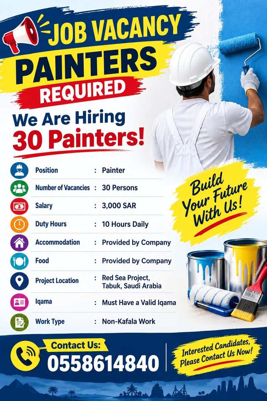 Riyadh, Jobs, PAINTERS REQUIRED  We Are Hiring 30 Painters