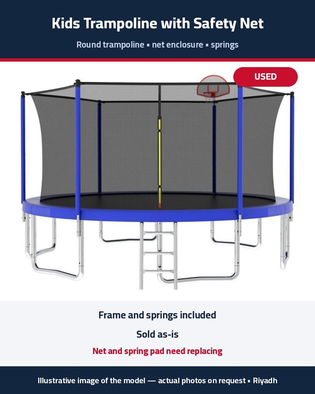 Riyadh, Baby & Kid Stuff, SAR 180,  Kids Trampoline With Safety Net - Sold As-Is