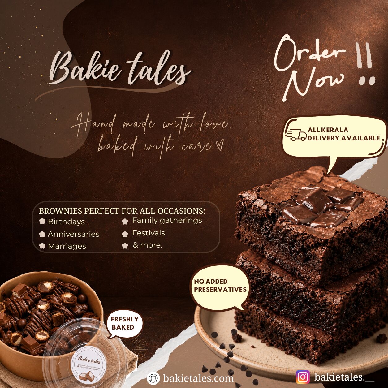 Mumbai, Food, INR 50,  Chocolate Brownies From Bakietales, Best Cake Shop In Trivandrum