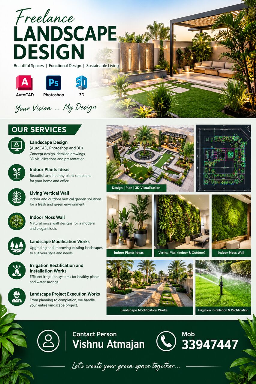 Manama, Farm/Garden, Professional Freelance Landscape Design And Execution Services
