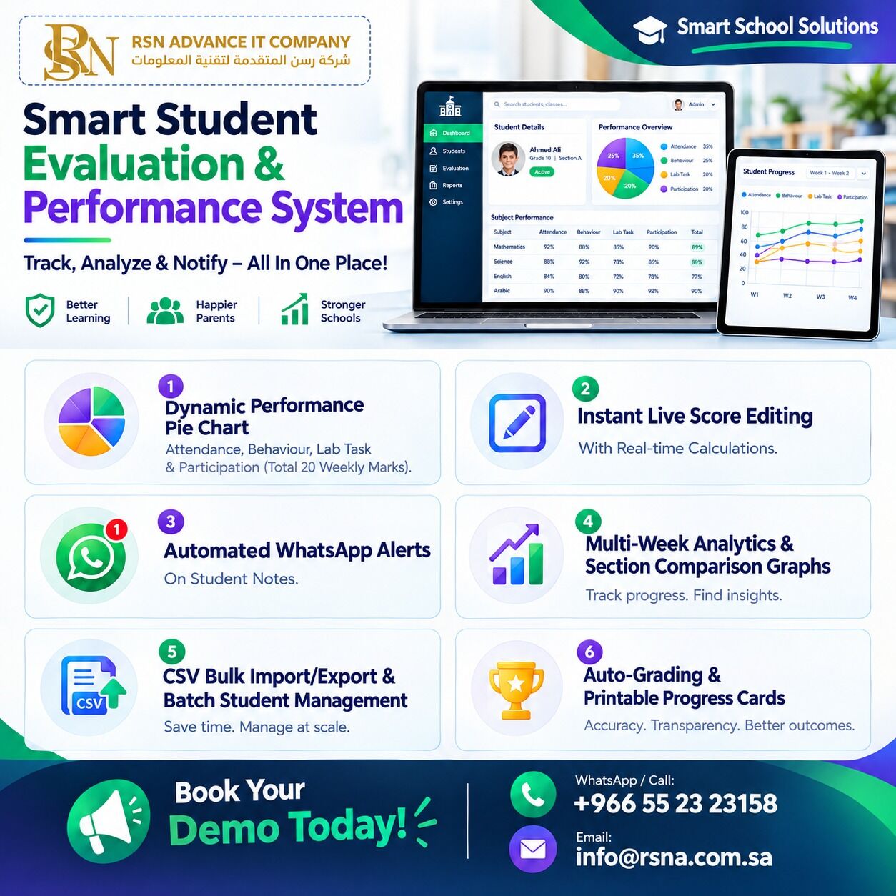 Riyadh, Education, 🎓 Smart Student Evaluation System Track, Analyze, And Boost Student Growth In Real Time!