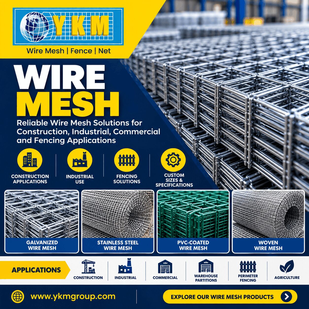 Sharjah, Materials, Wire Mesh Supplier & Manufacturer In UAE | YKM Group