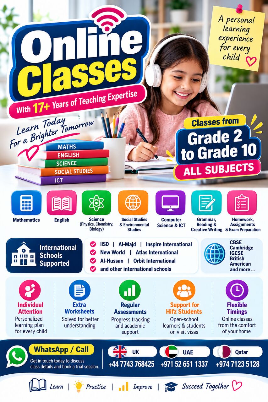 Riyadh, Lessons Offered, Expert Online Tutoring | 17+ Years Of Teaching Expertise | CBSE, IGCSE & Grades 2&ndash;10
