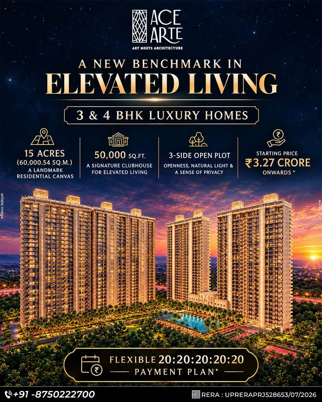 Noida, Real Estate Wanted, INR 32700000,  2600 Sq. Meter,  Ace Arte 3 Bhk Flats In Noida