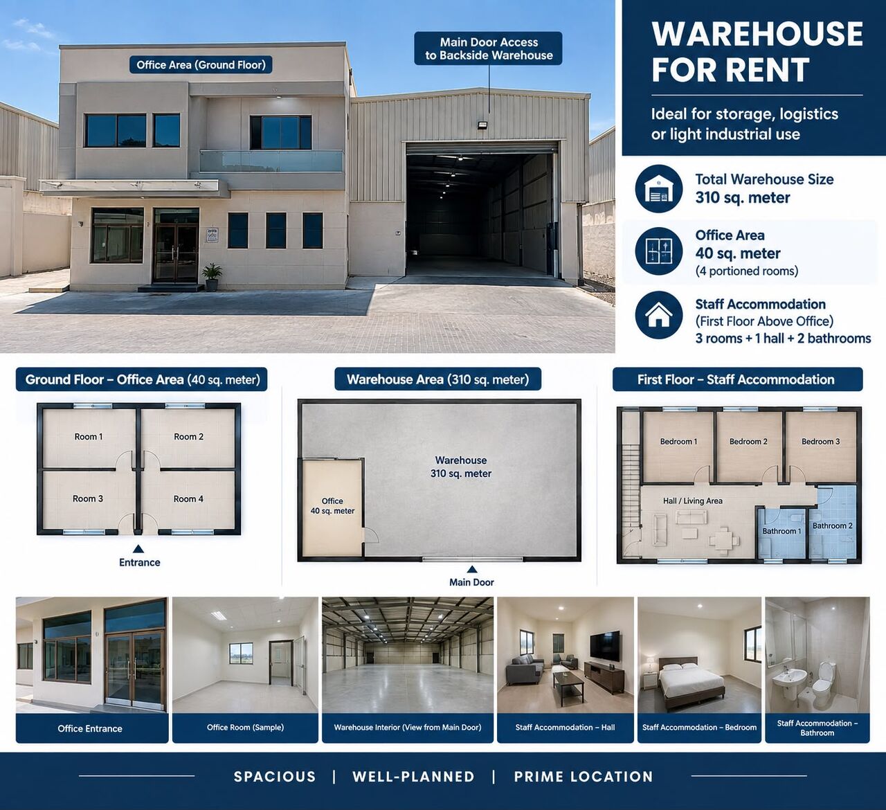 Hamala, Warehouses, BHD 830,  410 Sq. Meter,  AREHOUSE FOR RENT IN HAMALA | OFFICE SPACE | STAFF ACCOMMODATION