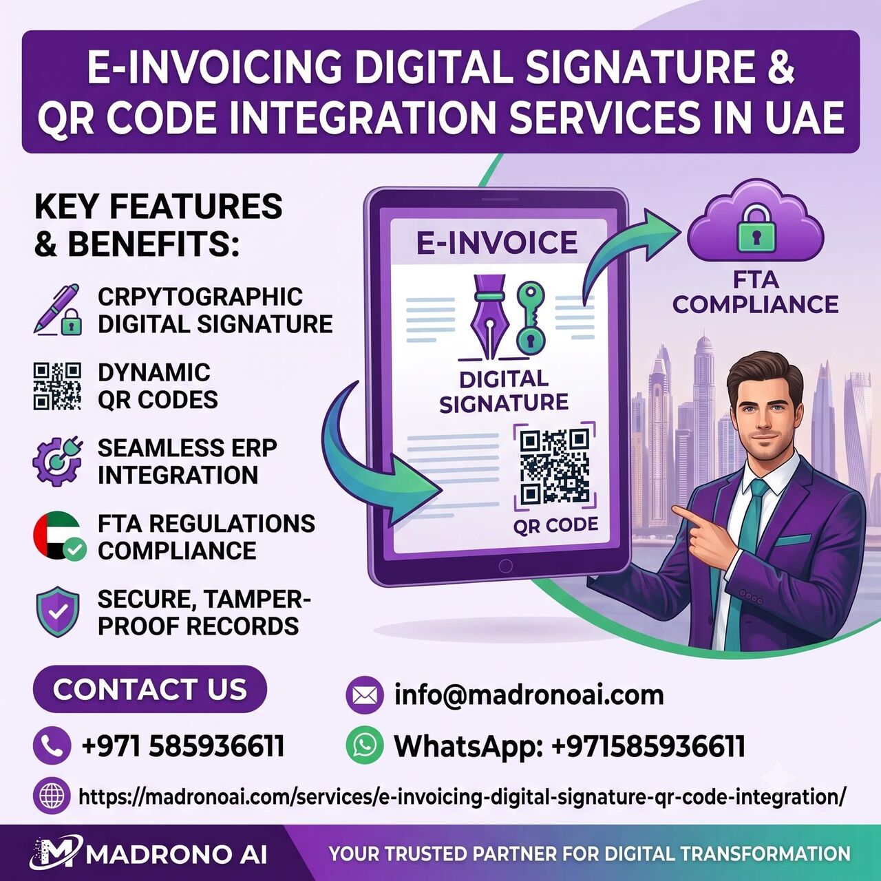 Deira, ERP, E-Invoicing Digital Signature & QR Code Integration Services In UAE