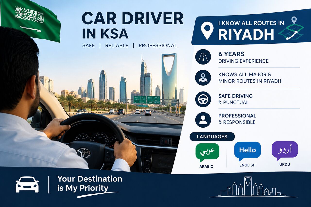 Riyadh, Job Seekers, Professional Car Driver | 6 Years Of Experience | Riyadh Routes Expert