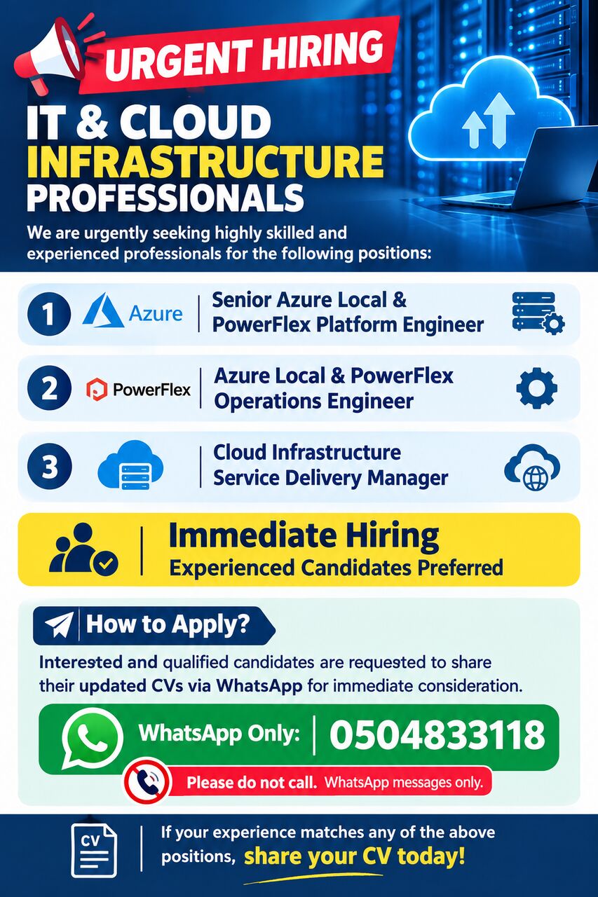 Riyadh, Jobs, URGENT HIRING &ndash; IT & CLOUD INFRASTRUCTURE PROFESSIONALS