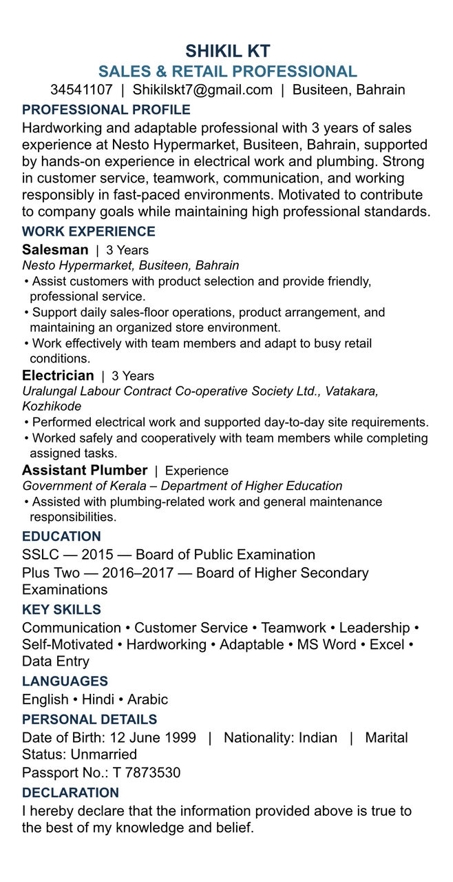 Muharraq, Job Seekers, I AM SEEKING A JOB