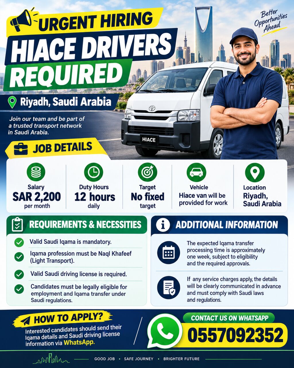 Riyadh, Jobs, 🚨 URGENT HIRING – HIACE DRIVERS REQUIRED 🚨