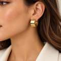 USD 820,  Broad Panel Hoop Gold Earrings In 18K Yellow Gold