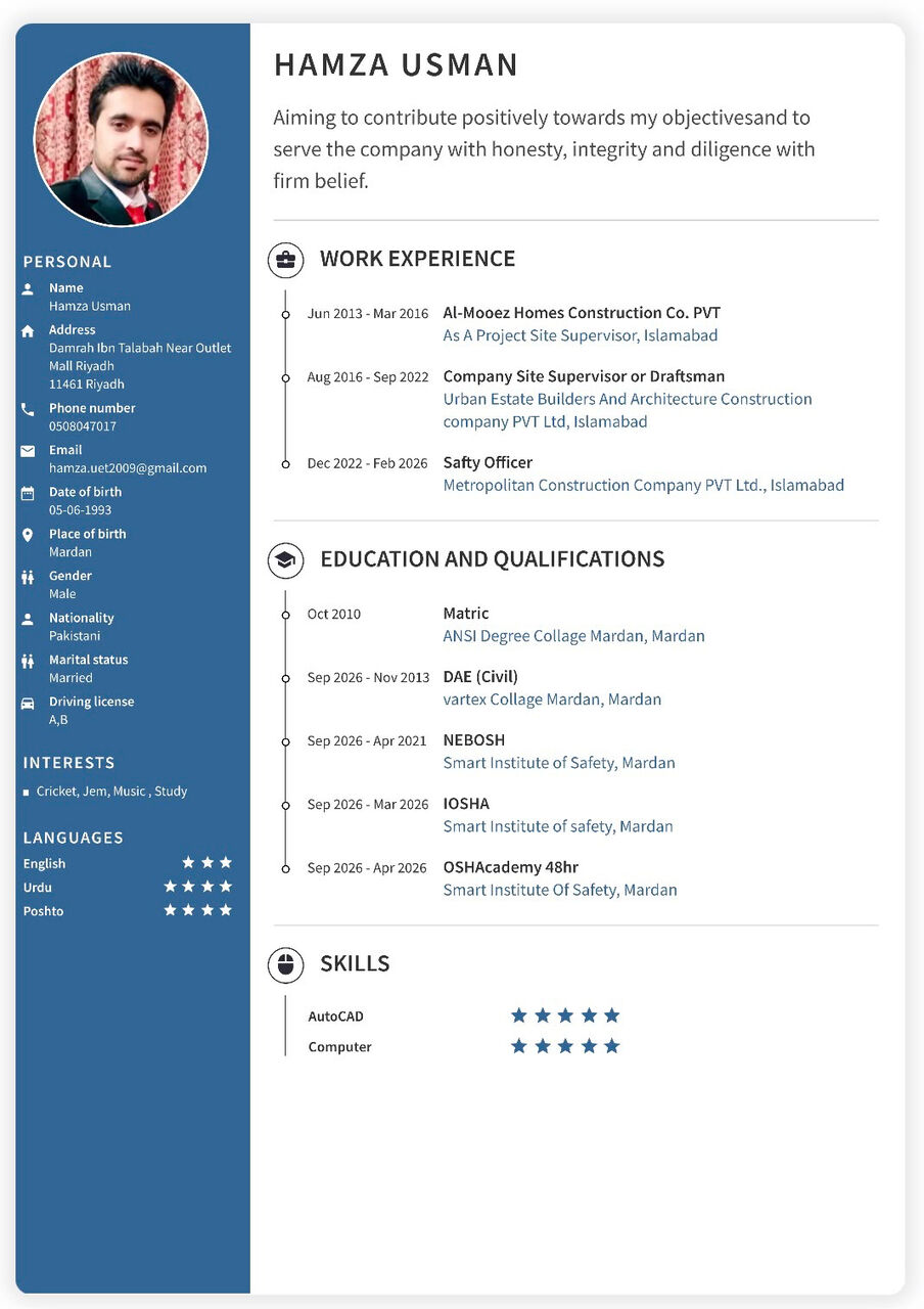 Riyadh, Job Seekers, Safety Officer , Civil Supervisor Or Civil Forman