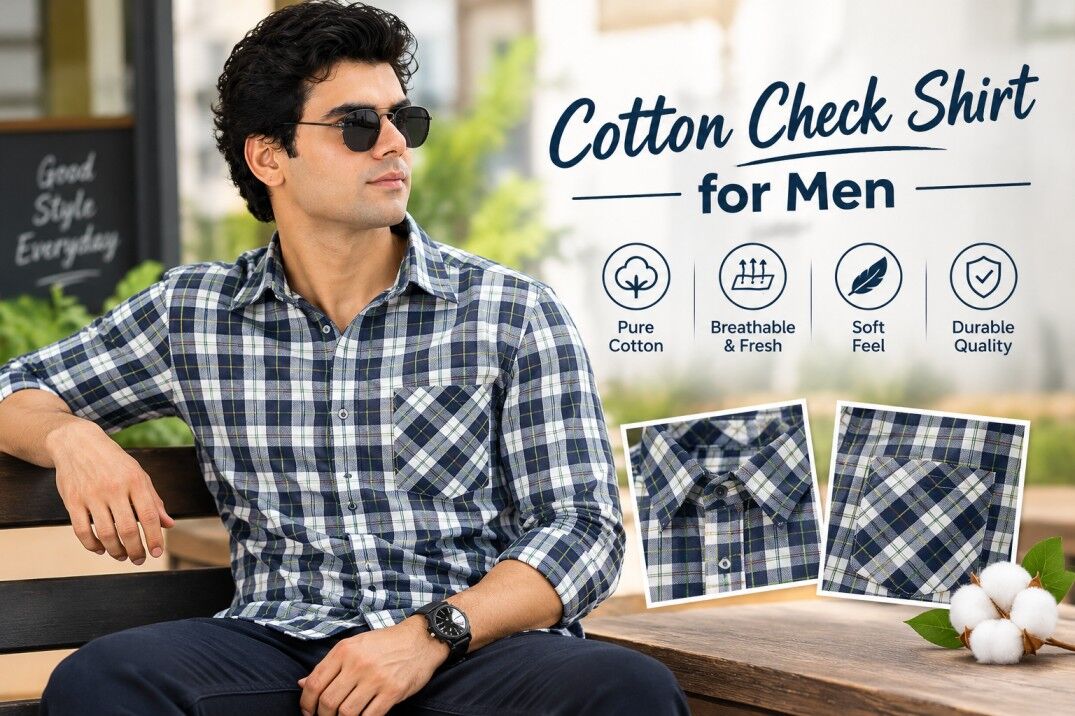 Noida, Clothing & Accessories, INR 999,  Cotton Check Shirt For Men In A Classic Regular Fit
