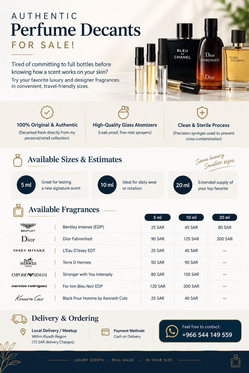 Riyadh, Perfumes & Fragrances, SAR 25,  Perfume Decants