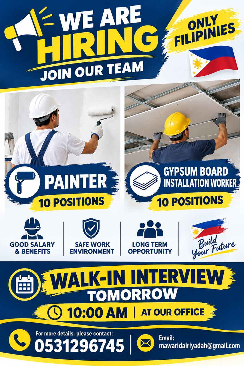 Al Olaya, Jobs, 🚨 WALK-IN INTERVIEW – WE ARE HIRING! 🚨