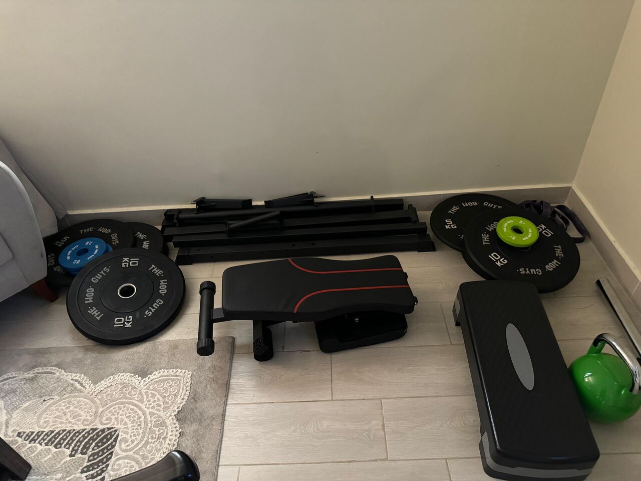 Riyadh, Sporting Goods, SAR 1500,  Full Gym Set - Bench, Rack, Weights, Bar, Etc.