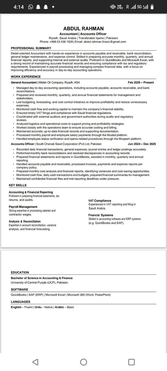 Riyadh, Job Seekers, Accountant