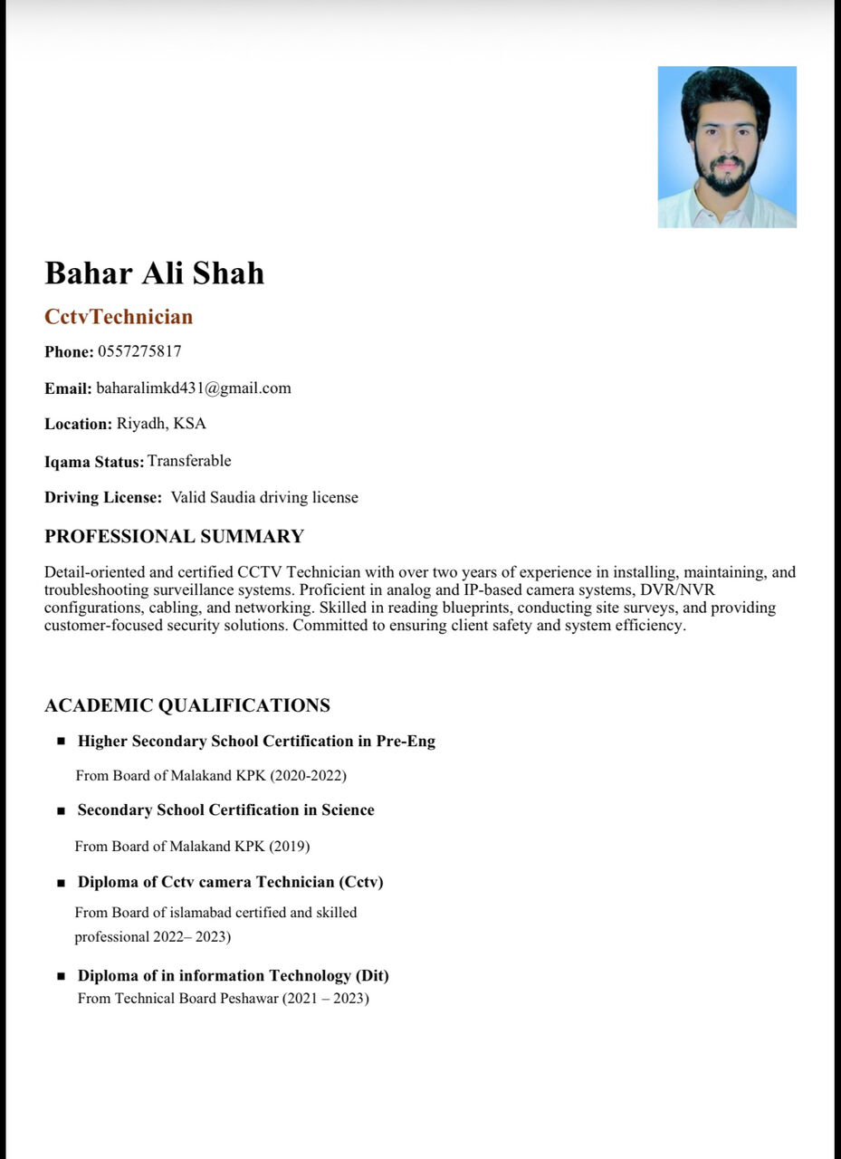 Riyadh, Job Seekers, ELV TECHNICIAN
