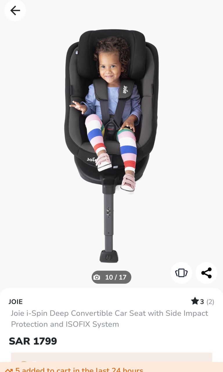 Jeddah, Baby & Kid Stuff, SAR 700,  Joie (UK Brand) Baby Comfortable Car Seat 360 Rotateable With Iso Fix Base